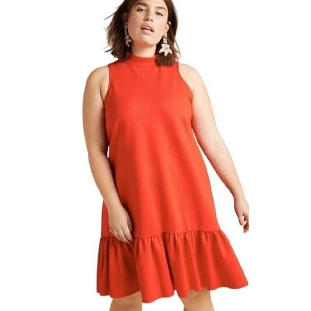 Maeve Anthropologie Plus Red Trapeze Dress, Size 1X